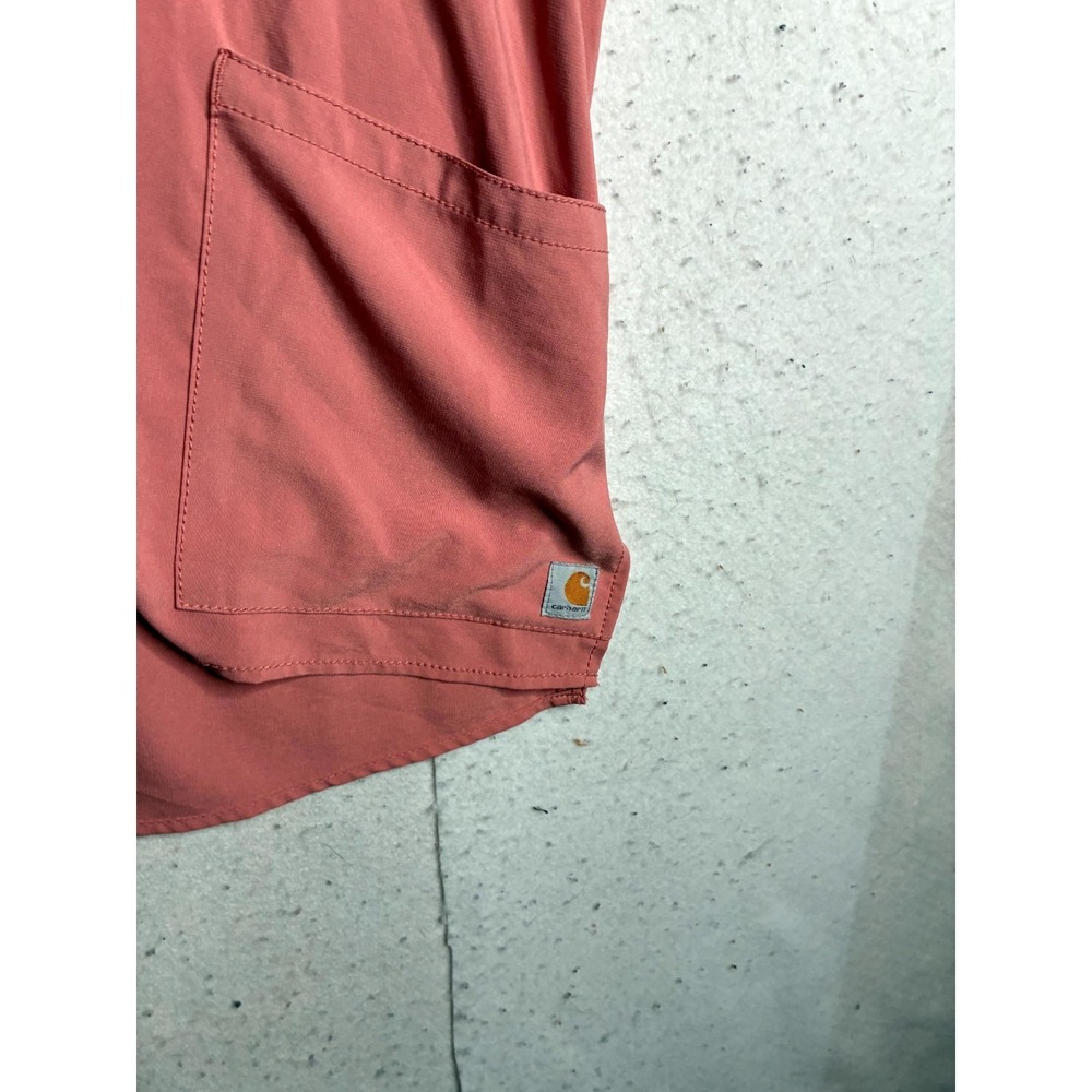 Carhartt Force Modern Fit Scrub Top Womens XL Dusty Rose Stretch V Neck Medical - Picture 4 of 13